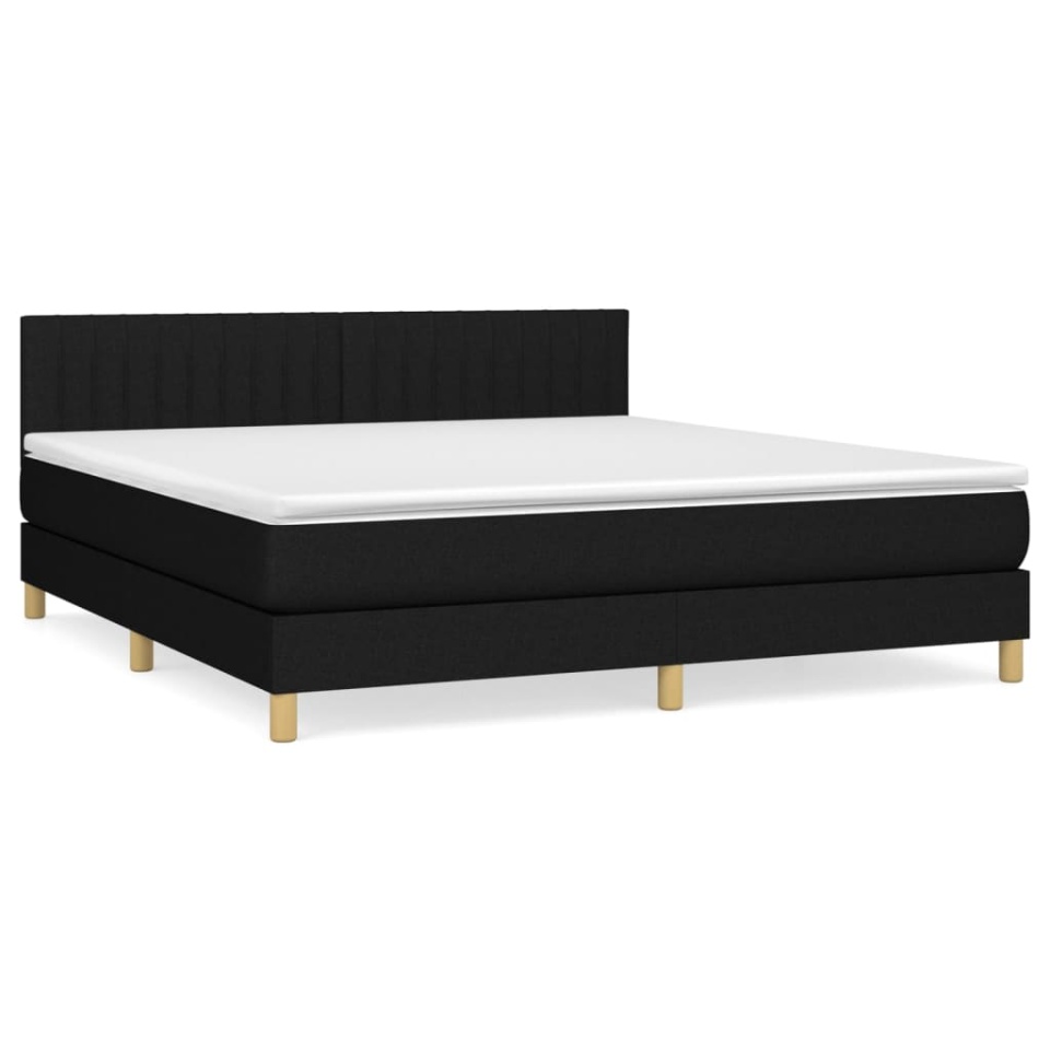 Pat box spring cu saltea, negru, 160x200 cm, textil - 1 | YEO