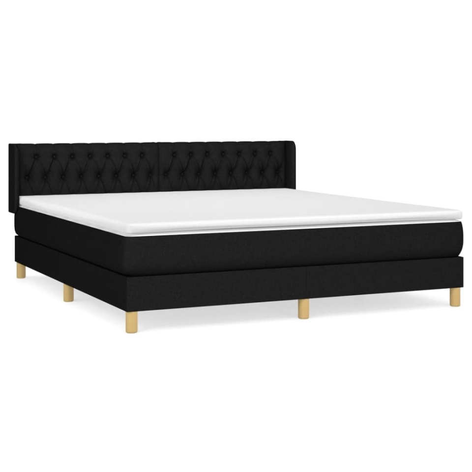 Pat box spring cu saltea, negru, 180x200 cm, catifea - 1 | YEO