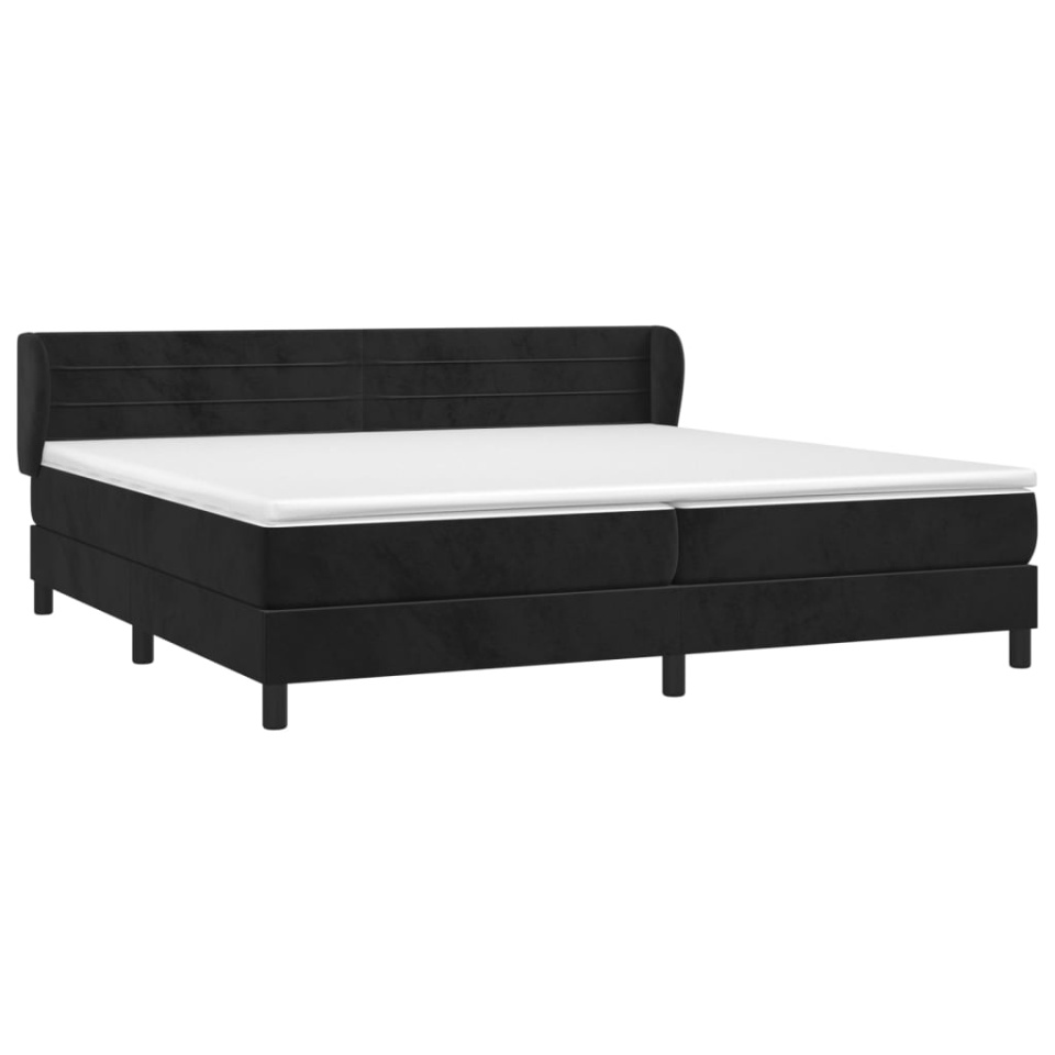 Pat box spring cu saltea, negru, 200x200 cm, catifea - 2 | YEO