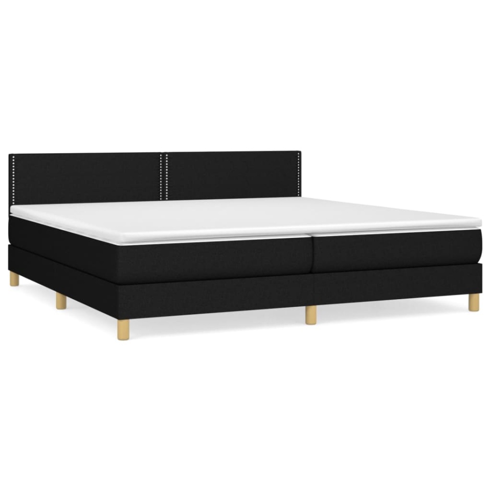 Pat box spring cu saltea, negru, 200x200 cm, textil - 1 | YEO