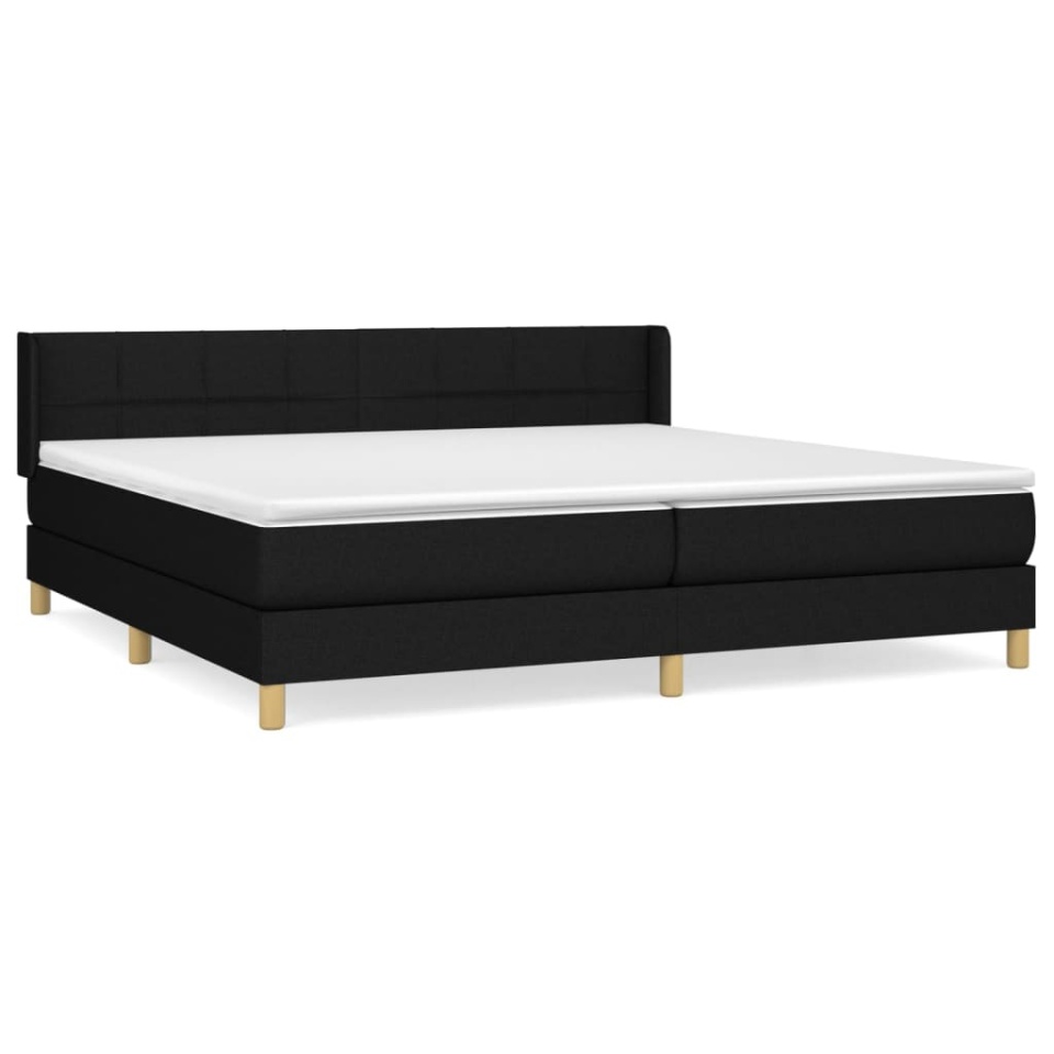 Pat box spring cu saltea, negru, 200x200 cm, textil - 1 | YEO