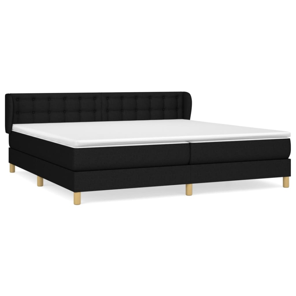 Pat box spring cu saltea, negru, 200x200 cm, textil - 1 | YEO