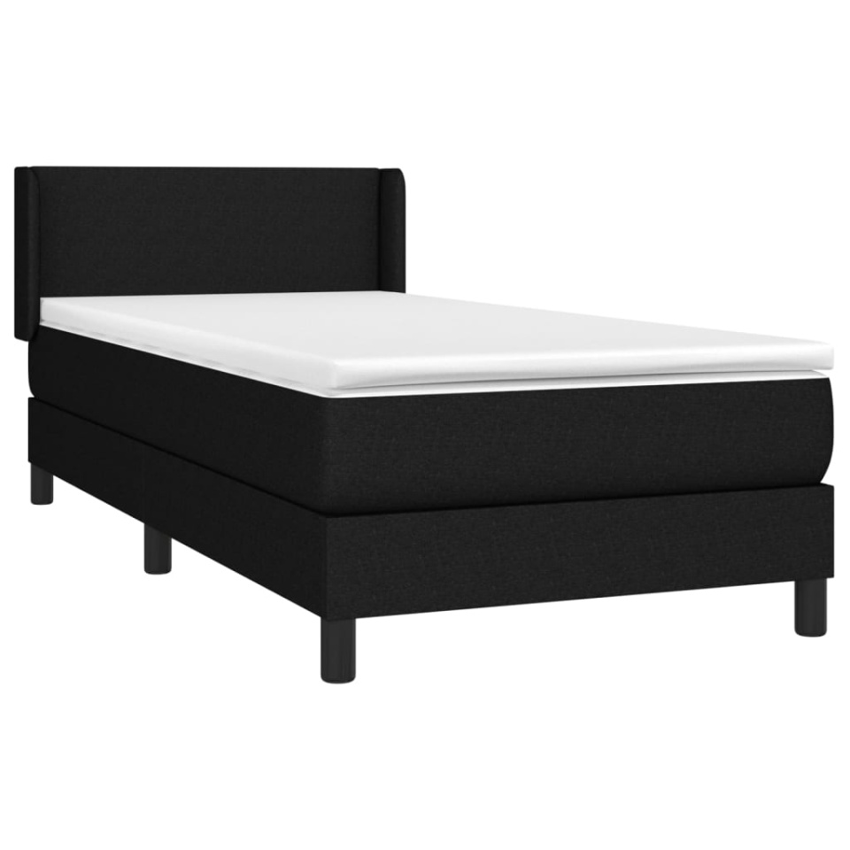Pat box spring cu saltea, negru, 80x200 cm, textil - 2 | YEO