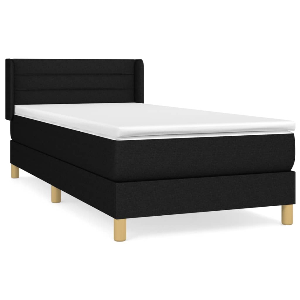 Pat box spring cu saltea, negru, 80x200 cm, textil - 1 | YEO