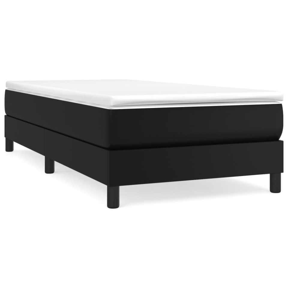 Pat box spring cu saltea, negru, 90x190 cm, piele ecologică - 1 | YEO