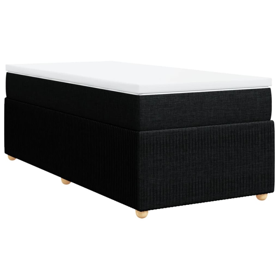 Pat box spring cu saltea, negru, 90x190 cm, textil - 1 | YEO
