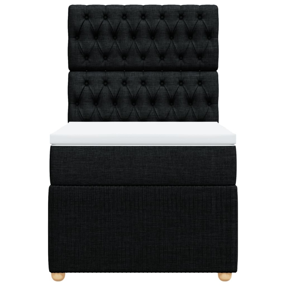 Pat box spring cu saltea, negru, 90x190 cm, textil - 4 | YEO