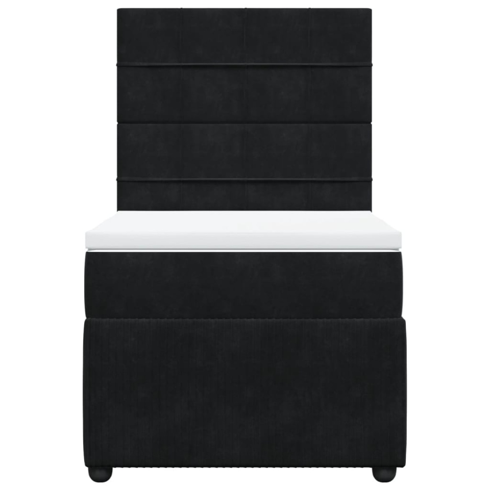 Pat box spring cu saltea, negru, 90x200 cm, catifea - 4 | YEO