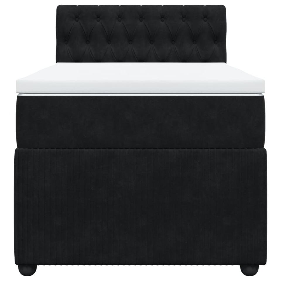 Pat box spring cu saltea, negru, 90x200 cm, catifea - 4 | YEO