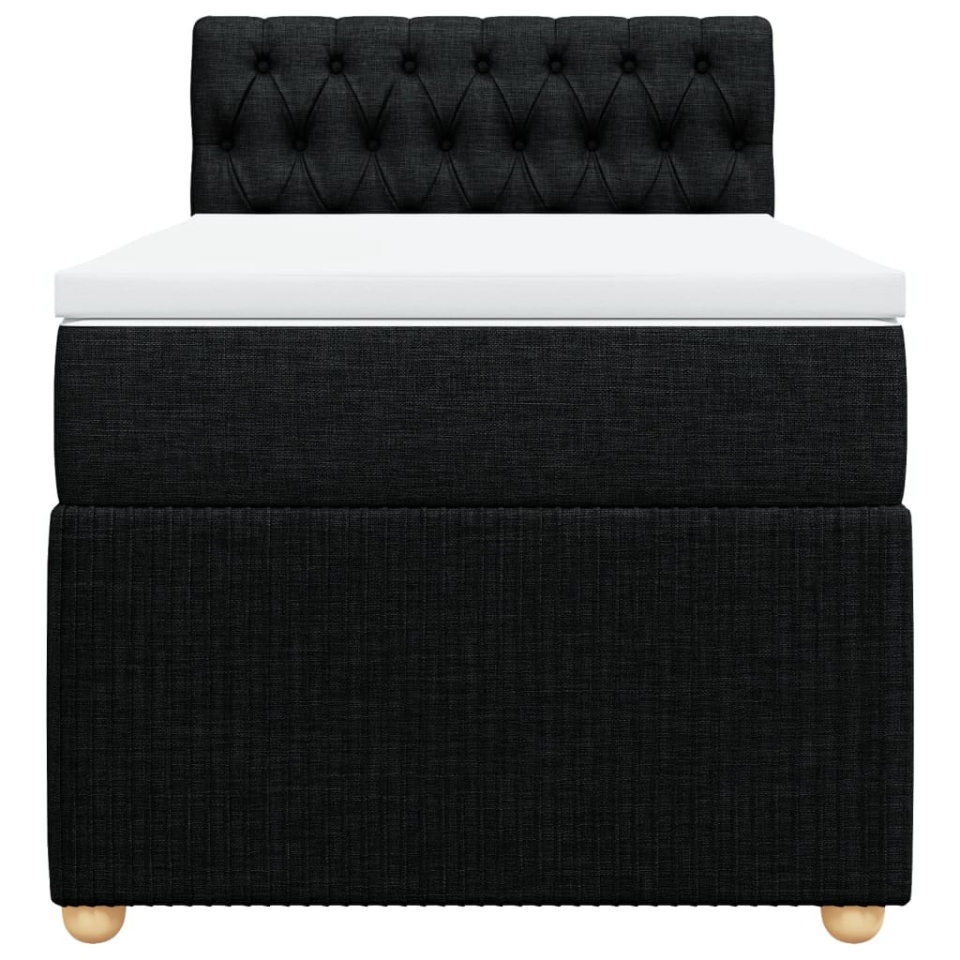 Pat box spring cu saltea, negru, 90x200 cm, textil - 4 | YEO