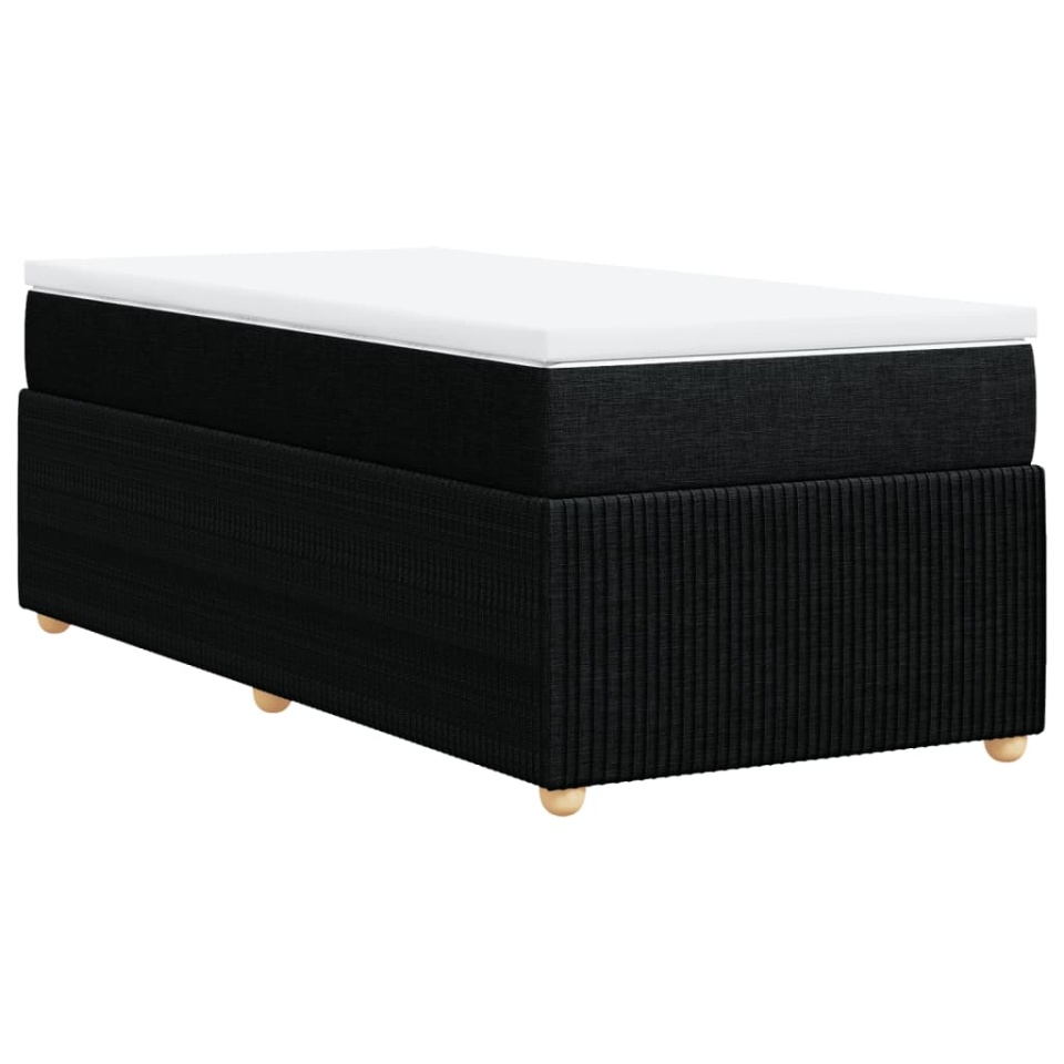 Pat box spring cu saltea, negru, 90x200 cm, textil - 4 | YEO