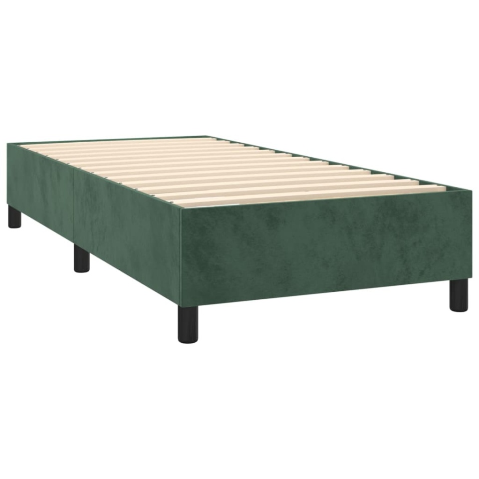 Pat box spring cu saltea, verde închis, 100x200 cm, catifea - 3 | YEO