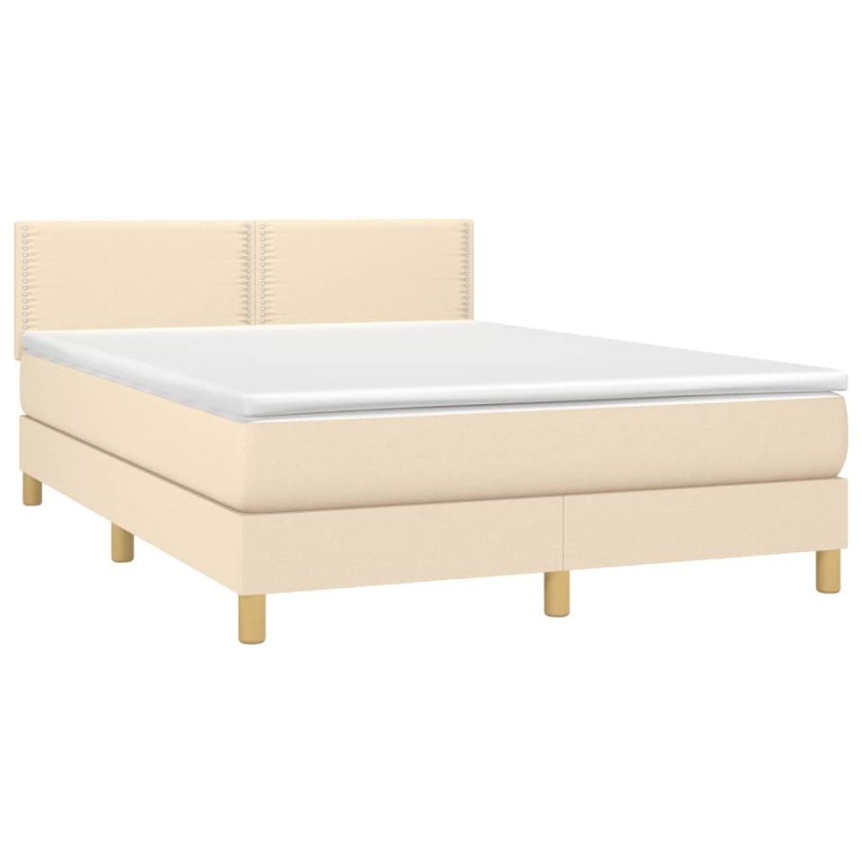 Pat continental cu saltea, crem, 140x200 cm, material textil - 2 | YEO
