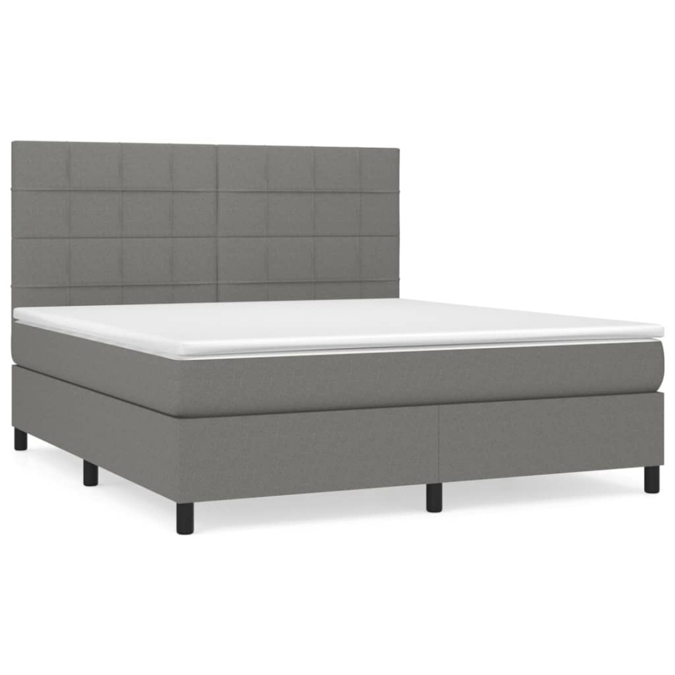 Pat continental cu saltea, gri închis, 160x200 cm, țesătură - 1 | YEO