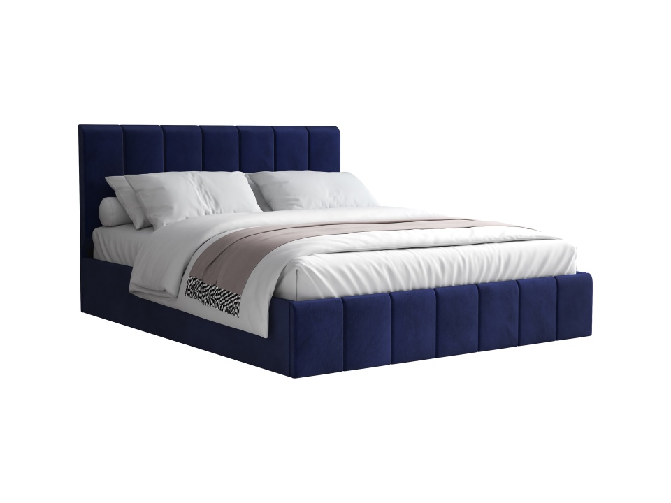 Pat Cozy cu saltea, 160x200 cm, albastru, suport saltea din PAL - 1 | YEO