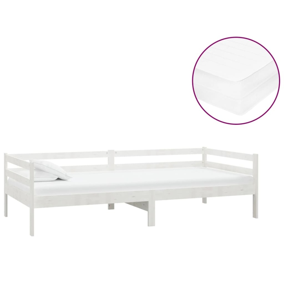 Pat de zi cu saltea, 90x200 cm, lemn masiv de pin - 1 | YEO