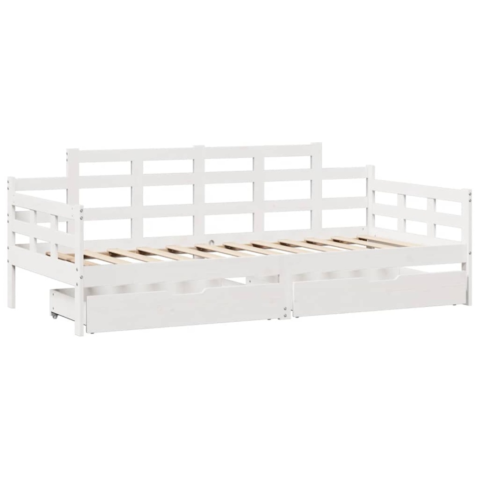 Pat de zi cu sertare, alb, 90x190 cm, lemn masiv pin - 2 | YEO