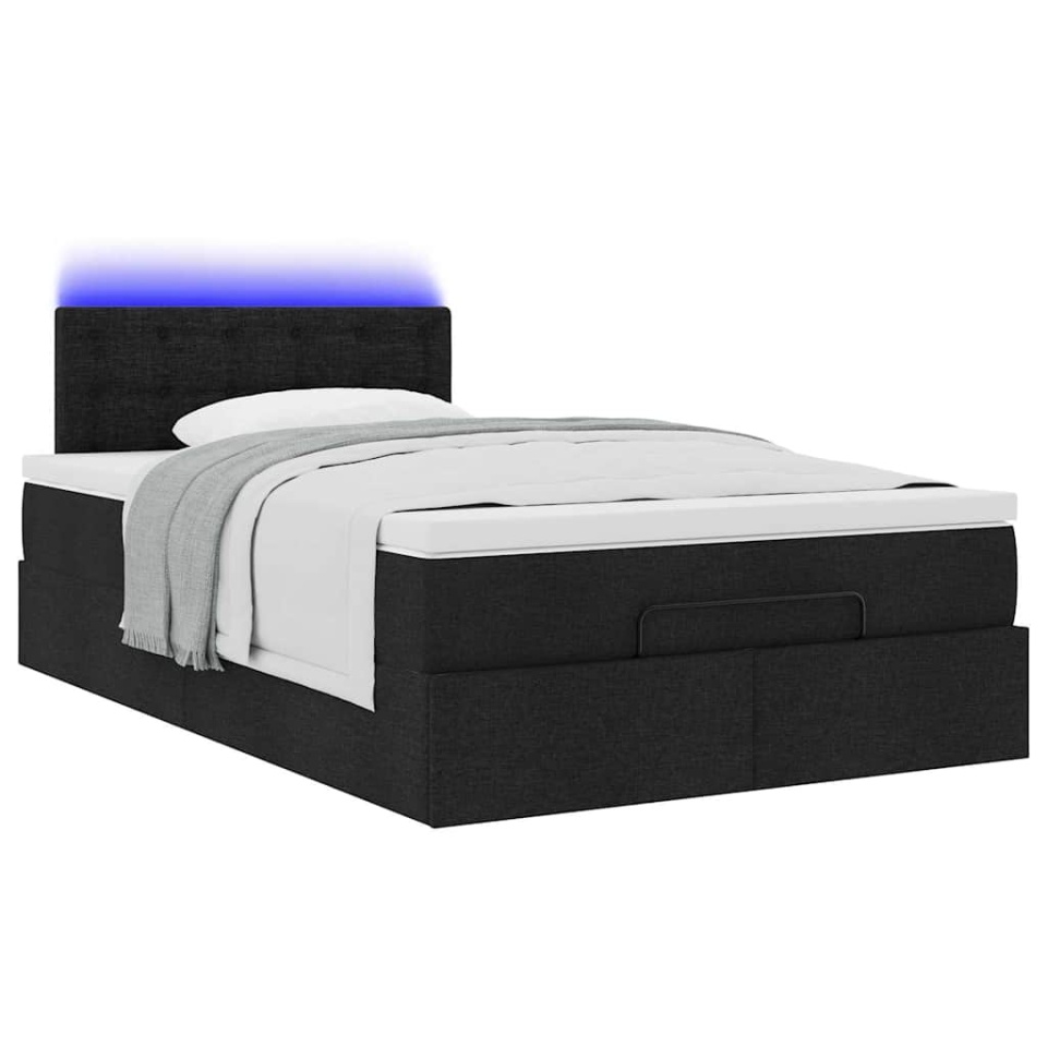 Pat otoman cu saltea negru 120x200 cm stofa - 4 | YEO