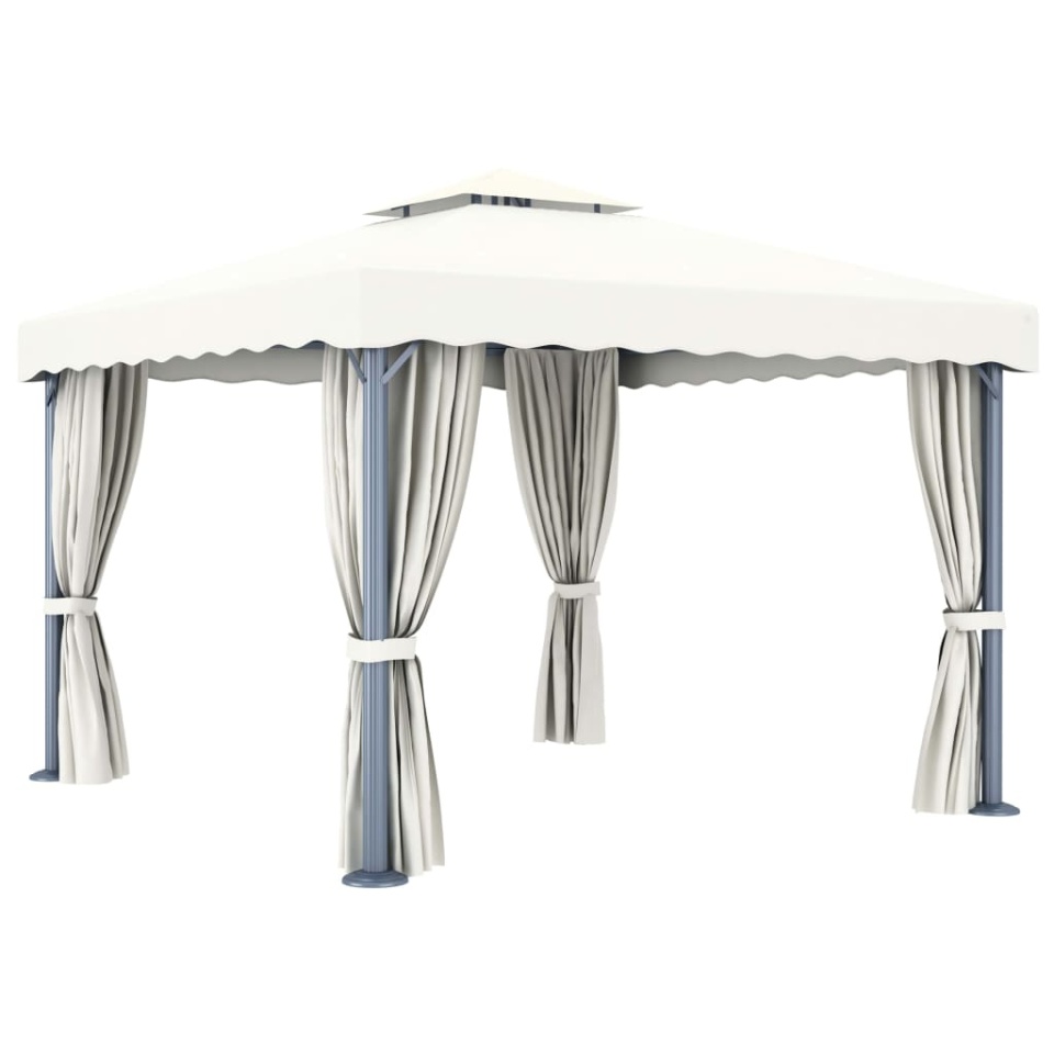 Pavilion cu perdea, alb crem, 3 x 3 m, aluminiu - 3 | YEO