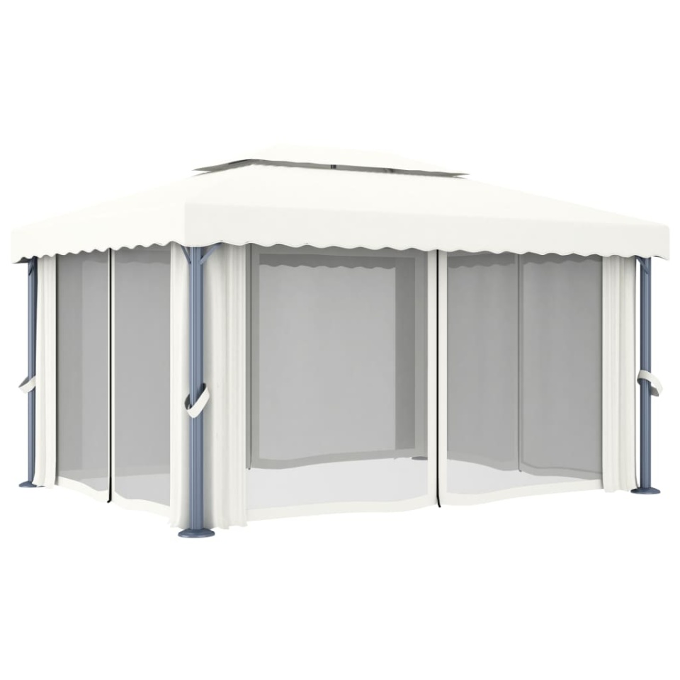 Pavilion cu perdea, alb crem, 4 x 3 m, aluminiu - 3 | YEO