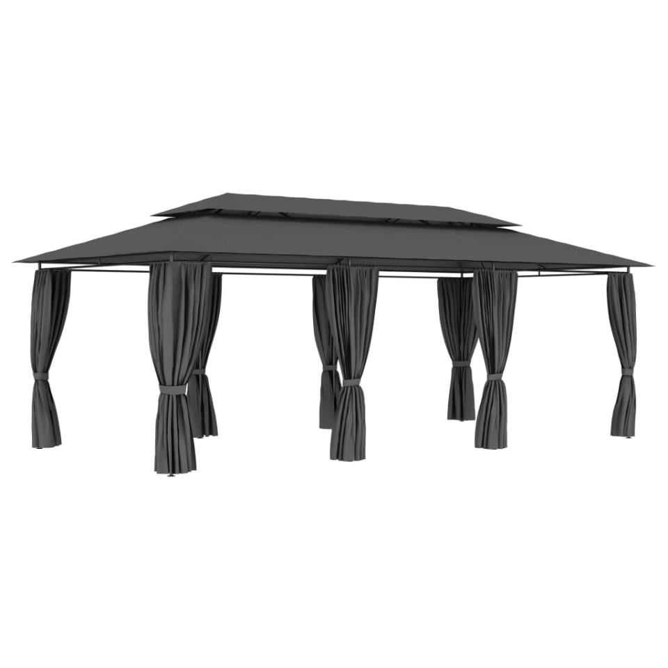 Pavilion cu perdele, antracit, 600 x 298 x 270 cm