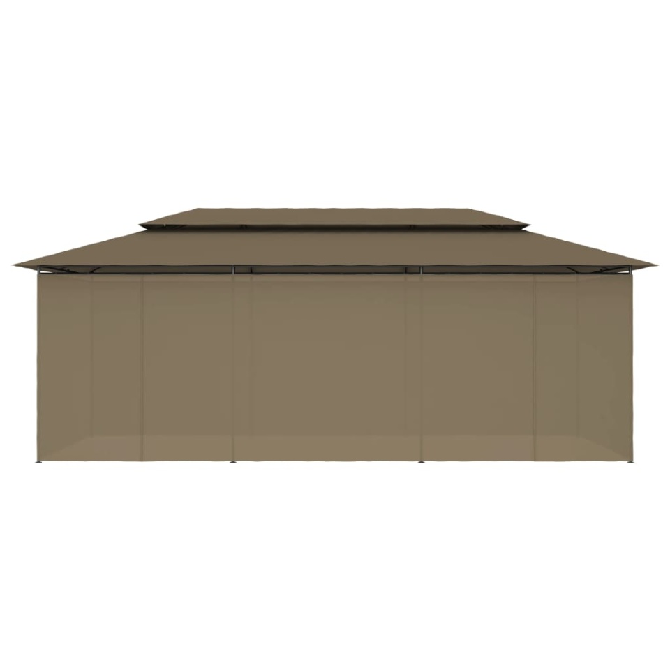 Pavilion cu perdele, gri taupe, 600 x 298 x 270 cm, 180 g/m²