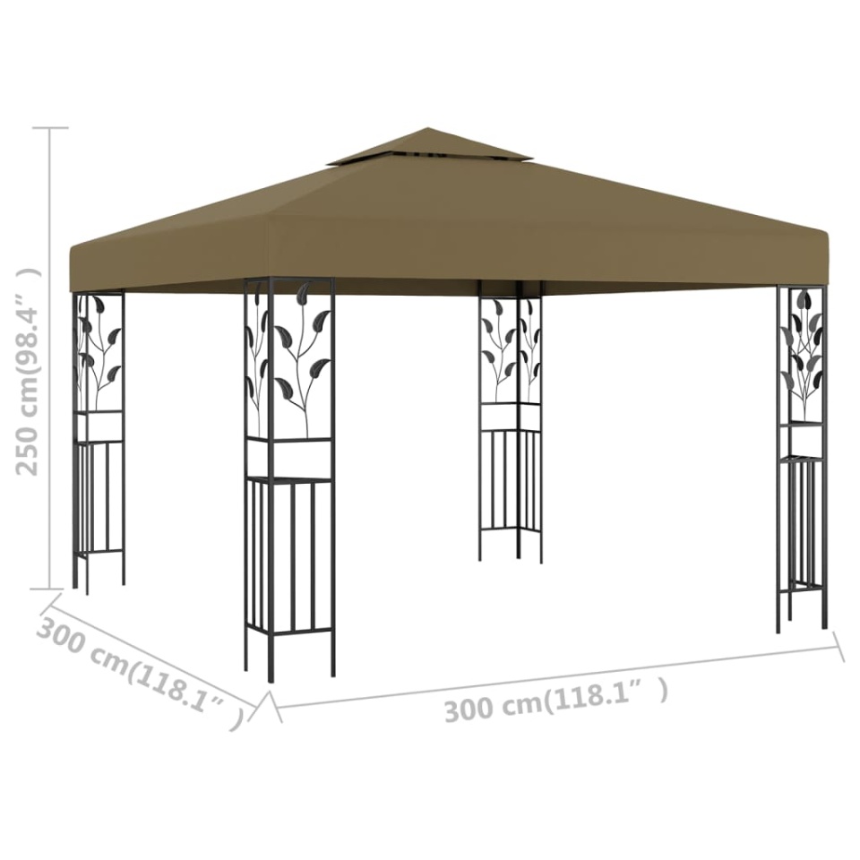 Pavilion de grădină, gri taupe, 3 x 3 m, 180 g/m² - 4 | YEO