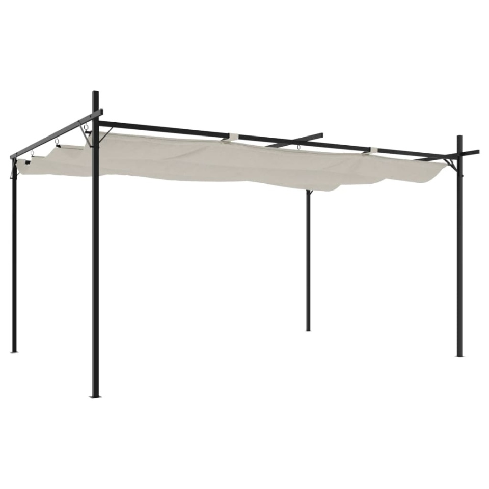 Pergola cu acoperiș retractabil, crem, 395x292x230 cm - 1 | YEO
