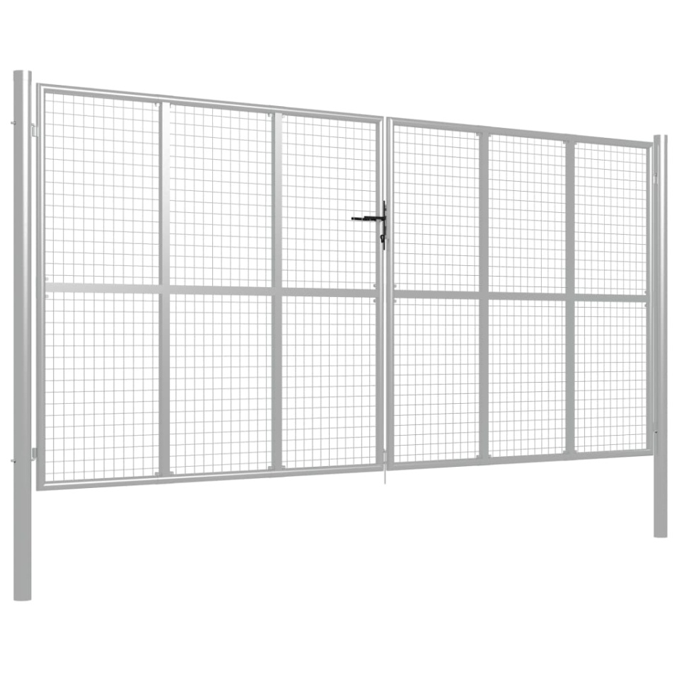 Poartă de grădină, argintiu, 415 x 225 cm, oțel galvanizat - 1 | YEO