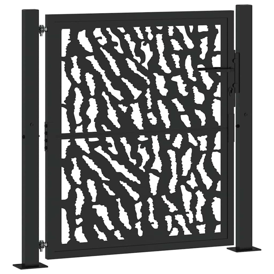 Poartă de grădină neagră 105x105 cm Design cu urme de oțel - 1 | YEO