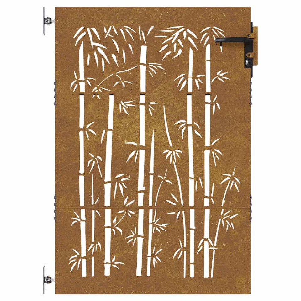 Poartă pentru grădină, 85x150 cm, oțel corten, model bambus - 3 | YEO