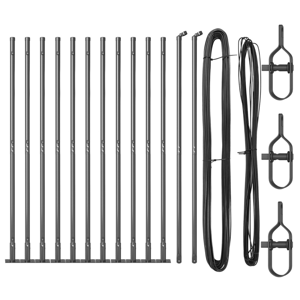 Posturi de gard cu plăci de bază 13 buc Ø32mm 88,5cm Oțel galvanizat - 1 | YEO