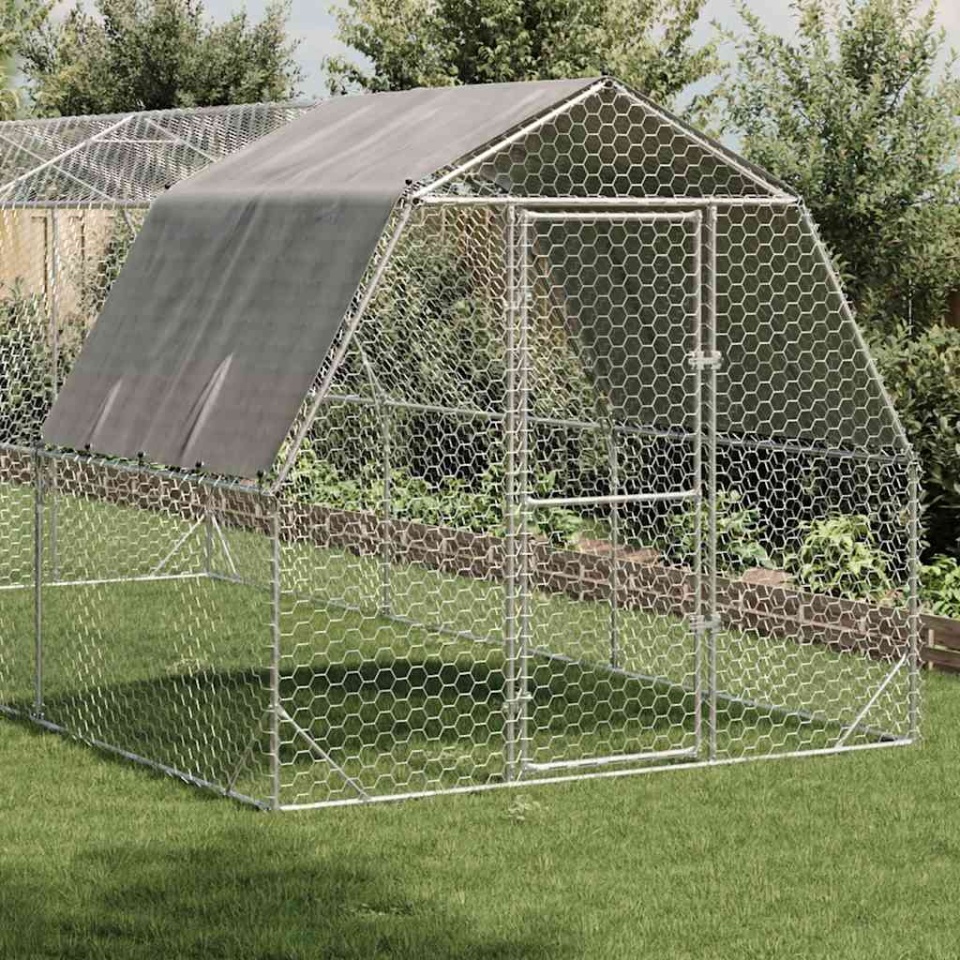 Pui de găină cu acoperiș 2,5x6x2,25 m oțel galvanizat - 1 | YEO