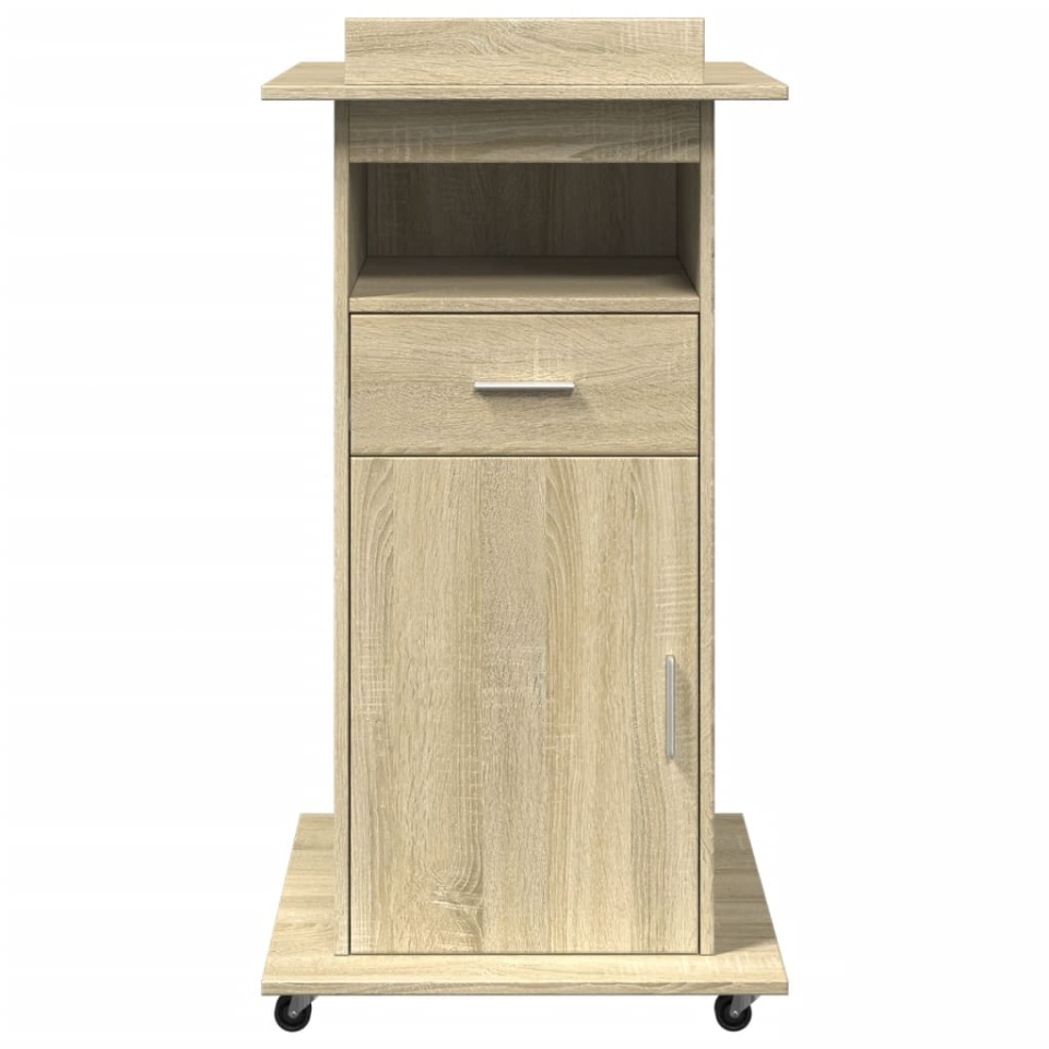 Pupitru roți și sertar stejar sonoma 55x55x107cm lemn prelucrat - 3 | YEO