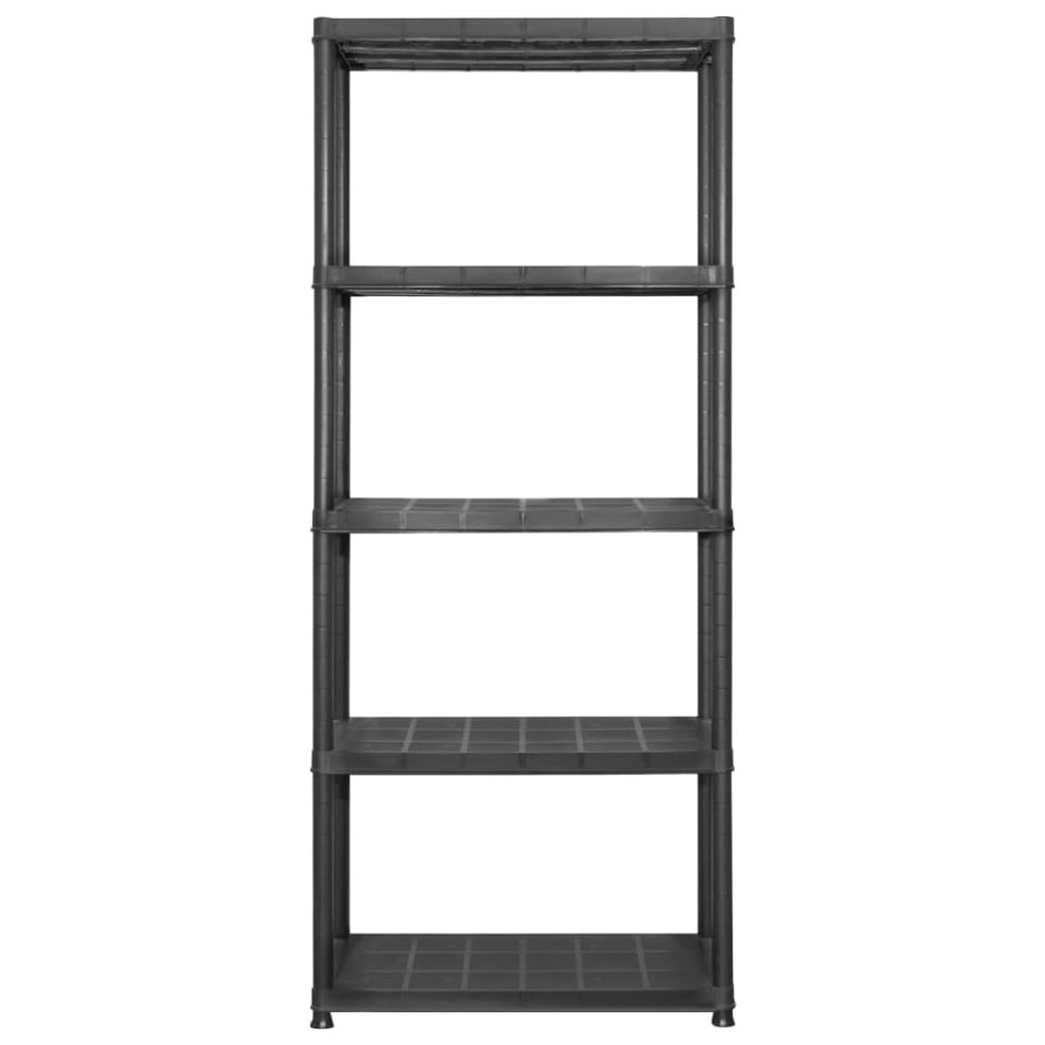 Raft de depozitare cu 5 polițe, negru, 142x38x170 cm, plastic - 2 | YEO