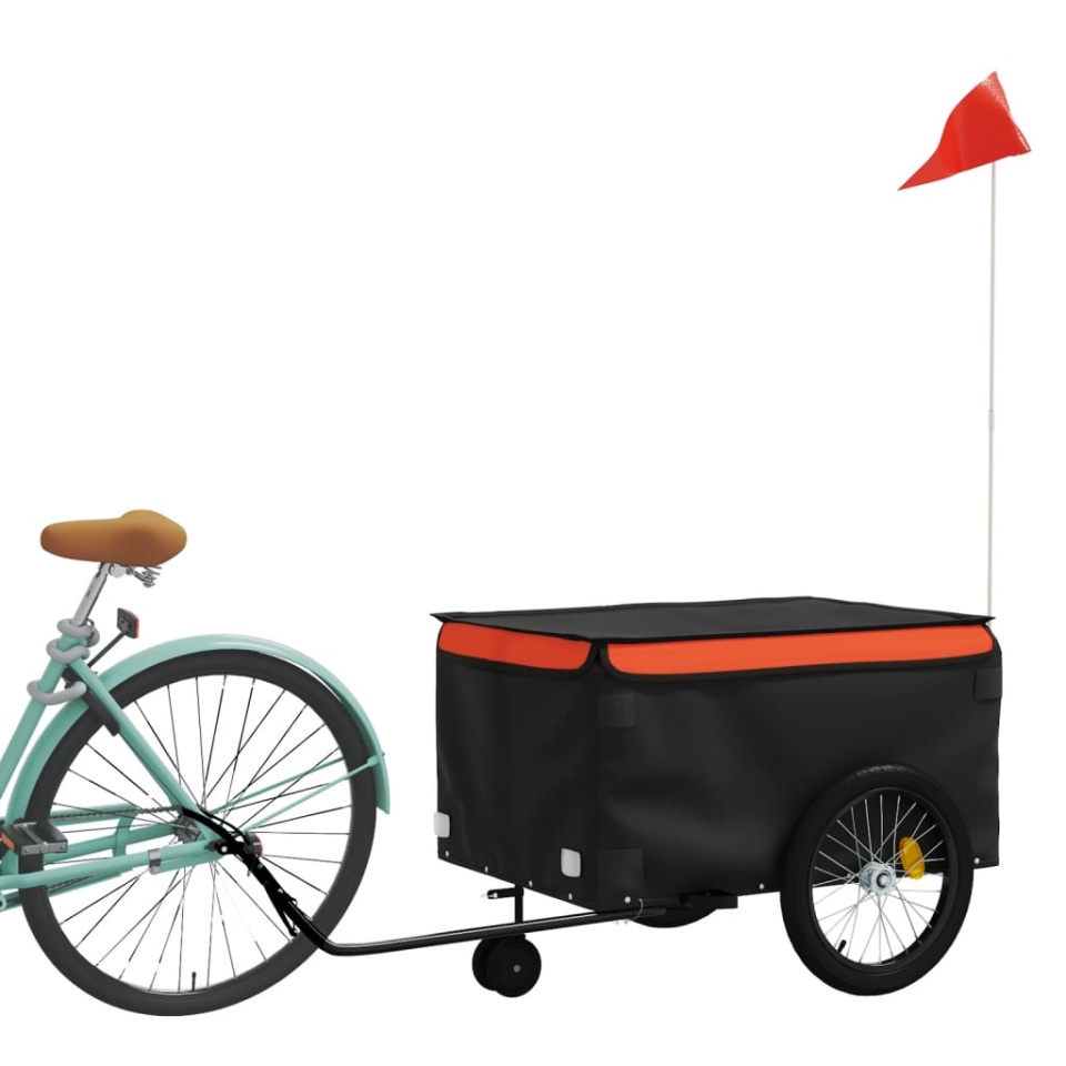 Remorcă pentru biciclete, negru și portocaliu, 45 kg, fier - 2 | YEO
