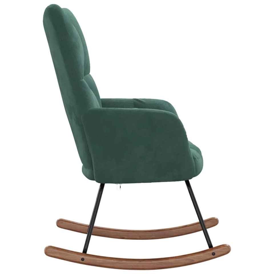 Scaun balansoar, verde închis, catifea - 3 | YEO