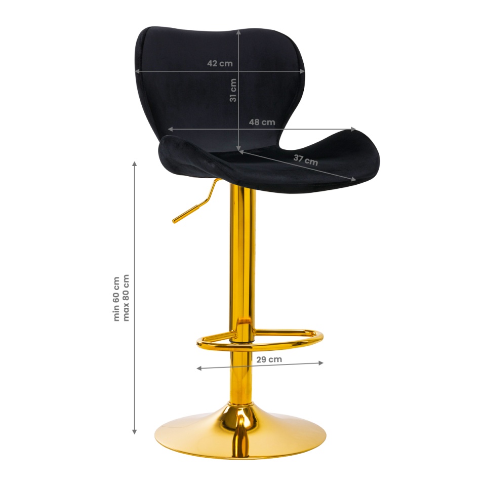 Scaun de bar QS-B15 velvet negru - 4 | YEO