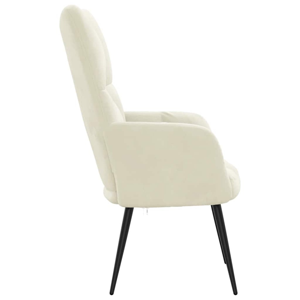 Scaun de relaxare, alb crem, catifea - 3 | YEO