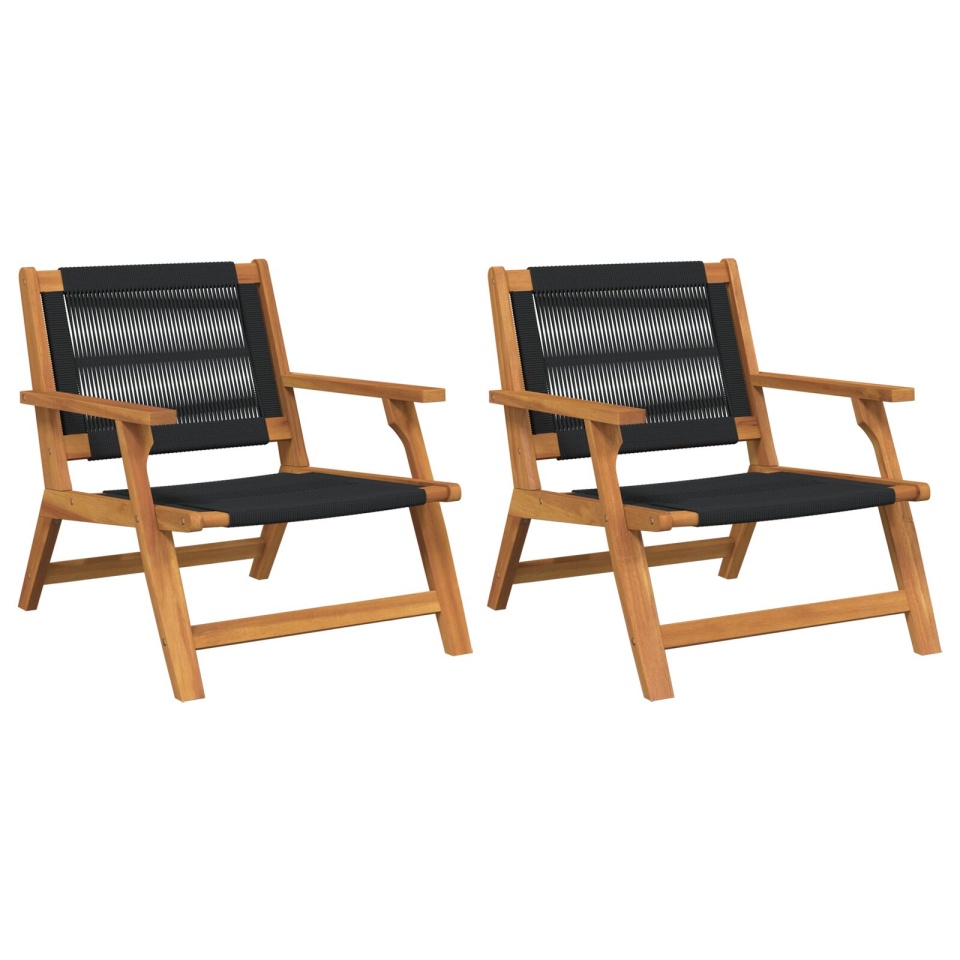 Scaune de grădină 2 pcs Negre 67x77x73 cm Lemn masiv de acacia - 1 | YEO