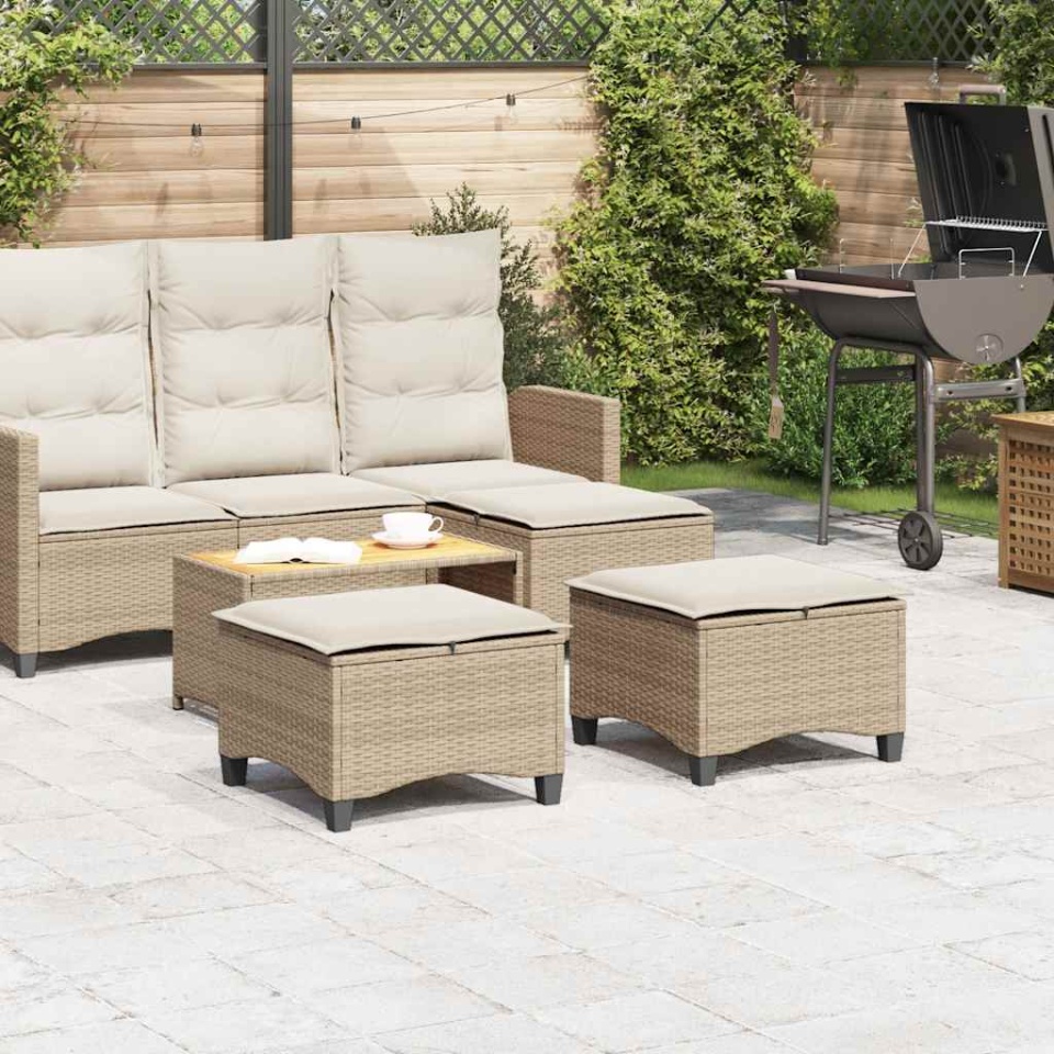Scaune de grădină cu perne 2 buc Bej 55x55x36 cm Poly Ratan - 2 | YEO