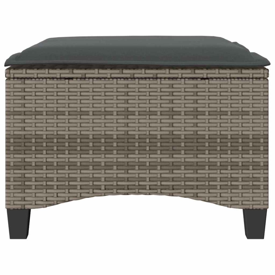 Scaune de grădină cu perne 2 buc Gri 55x55x36 cm Poly Ratan - 3 | YEO