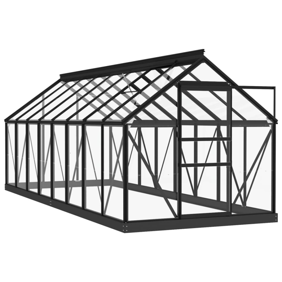 Seră din sticlă, antracit, 155x395,5x191 cm, aluminiu - 2 | YEO