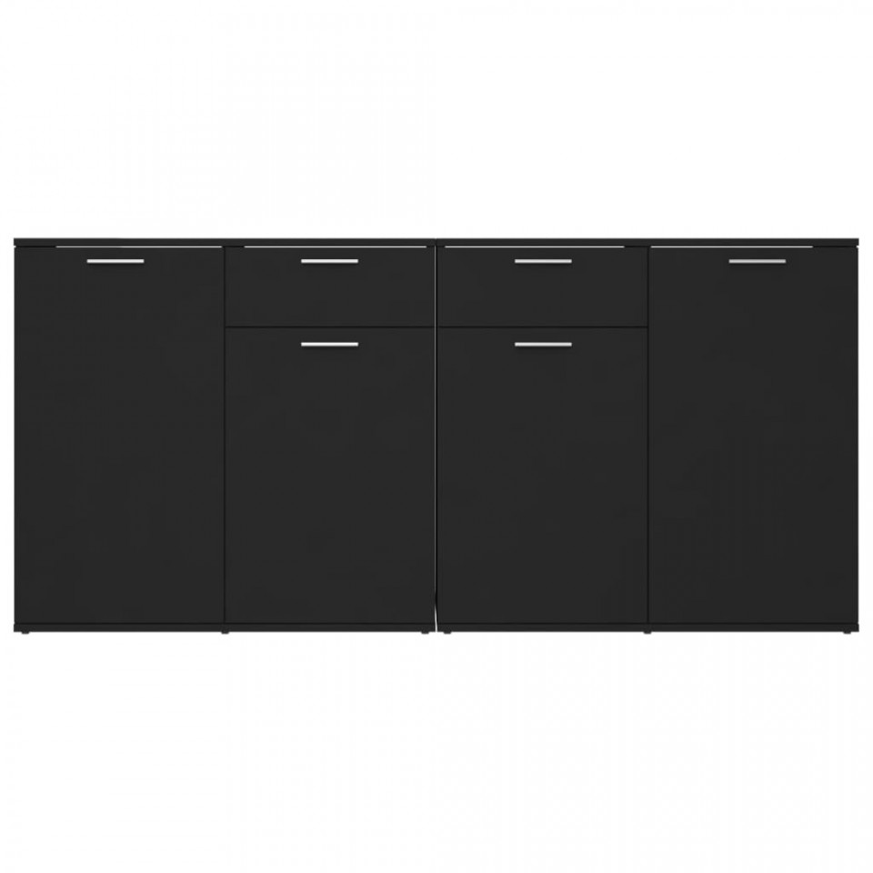 Servantă, negru, 160x36x75 cm, PAL - 4 | YEO