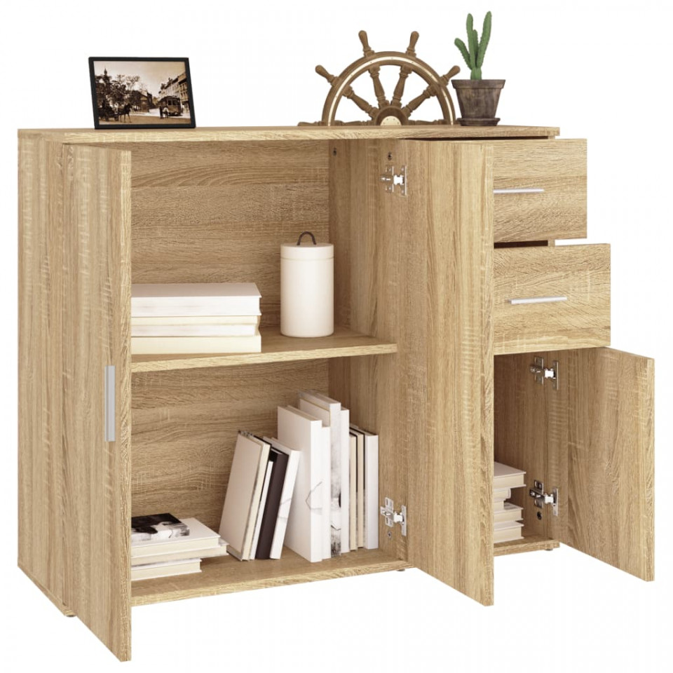 Servantă, stejar sonoma, 91x29,5x75 cm, lemn prelucrat - 3 | YEO