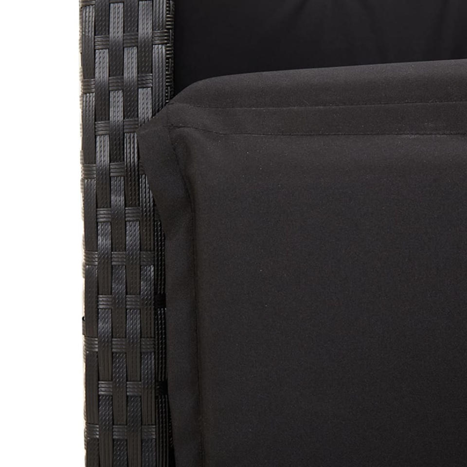 Set bistro cu perne, 3 piese, negru, poliratan - 4 | YEO