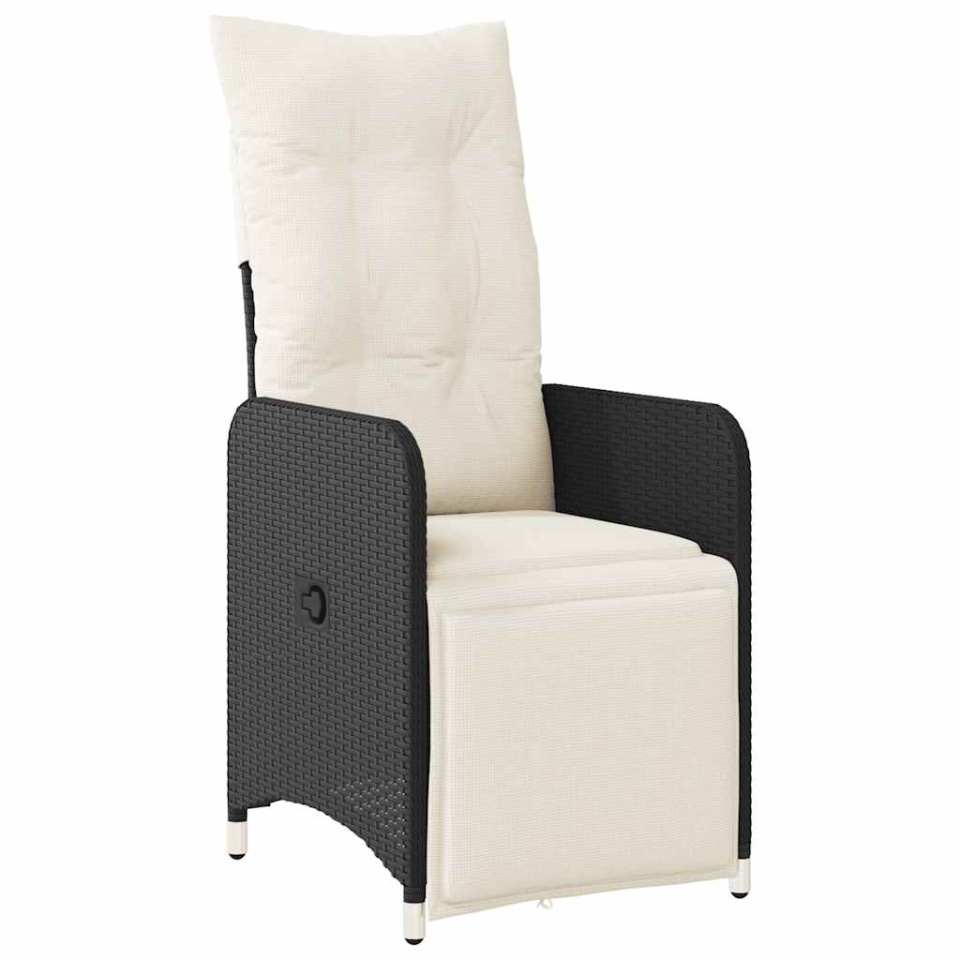 Set bistro de grădină cu perne, 3 piese, negru, poliratan - 2 | YEO
