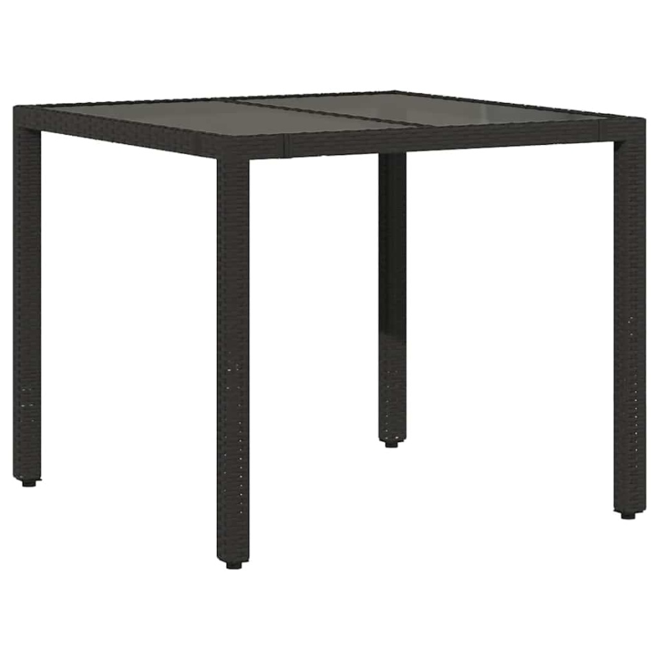 Set bistro de grădină cu perne, 3 piese, negru, poliratan - 3 | YEO