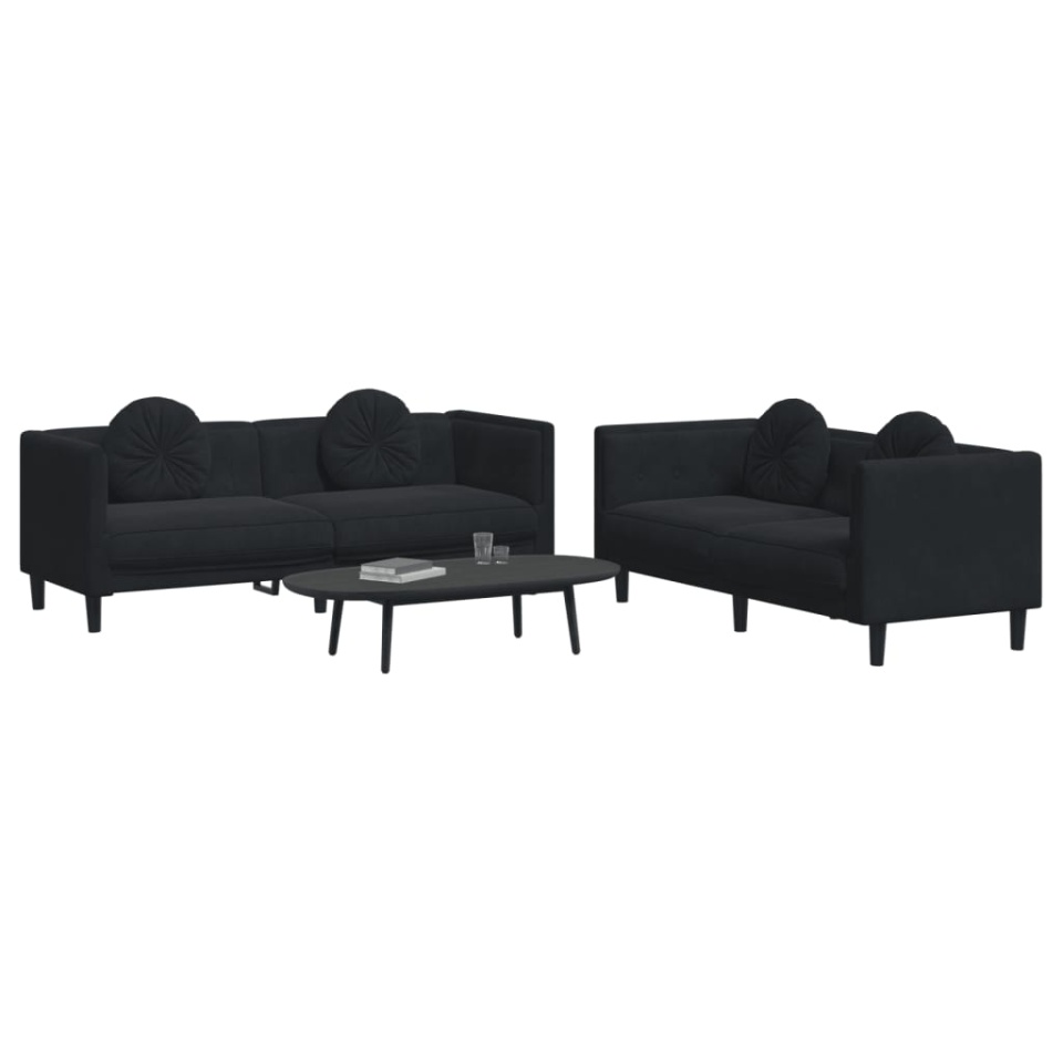Set canapea cu perne, 2 piese, roz, catifea - 2 | YEO
