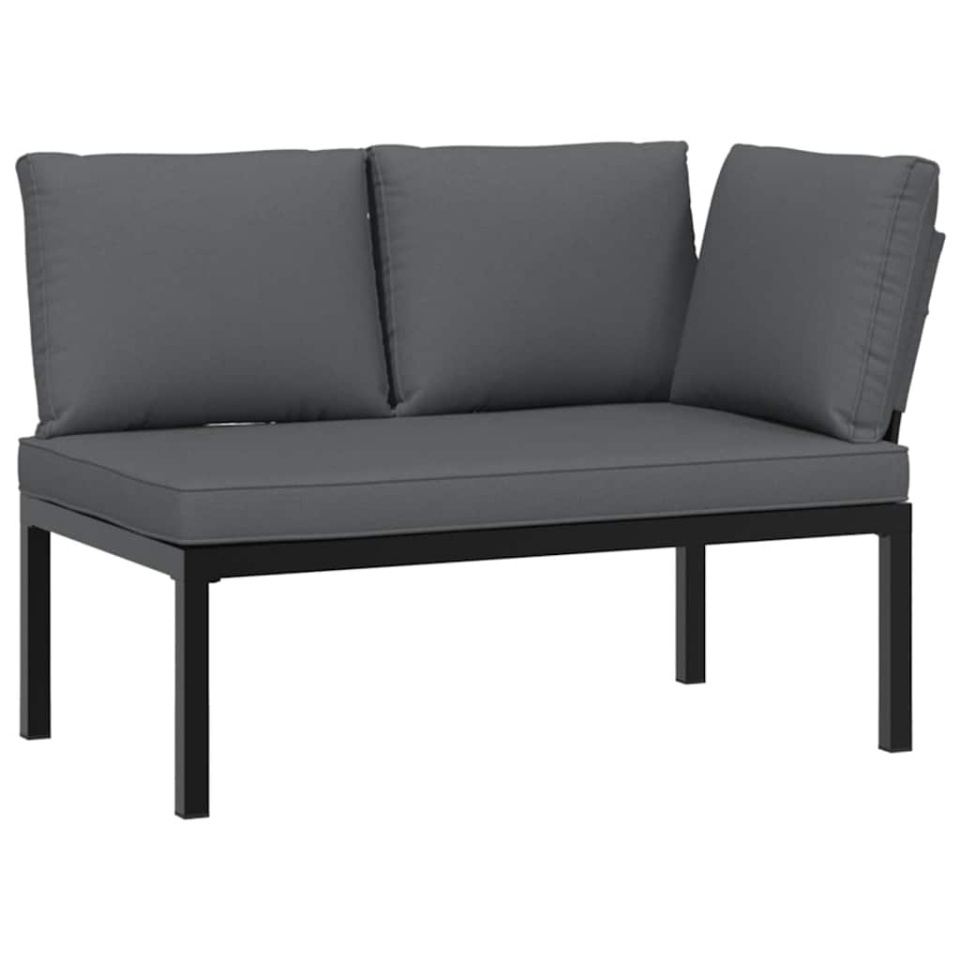 Set canapea de grădină, 3 piese, cu perne, negru, aluminiu - 2 | YEO
